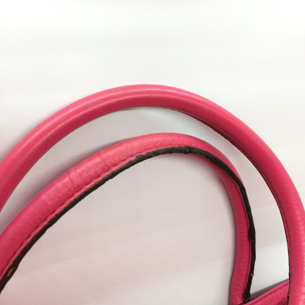 Michael Kors Hamilton Leather Satchel Neon Pink Gold Tone Shoulder Bag - Picture 7 of 16